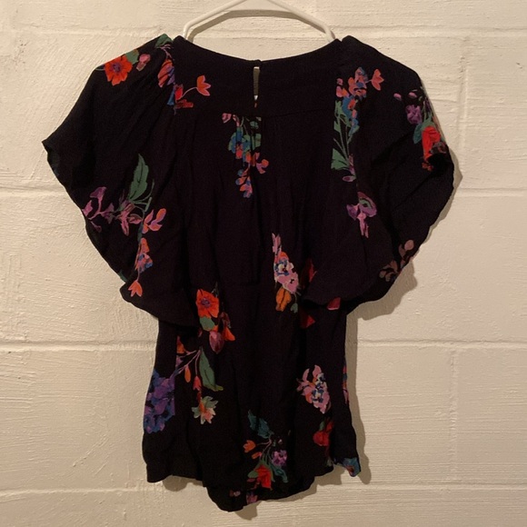 💜Anthropologie Maeve Floral Print Flutter Sleeve Blouse Size XXS - Picture 5 of 9